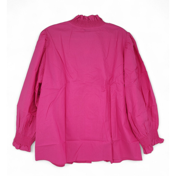 Harshman Bonnie Shirt 2X Fuchsia Pink Cotton Ruffle Blouse Romantic Boho NWT - Picture 5 of 8